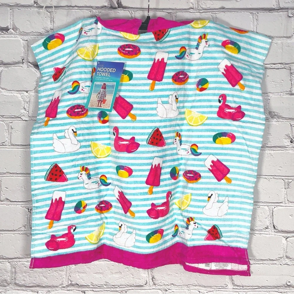 New Hooded Beach Towel Pool Party Unicorn 24x48
